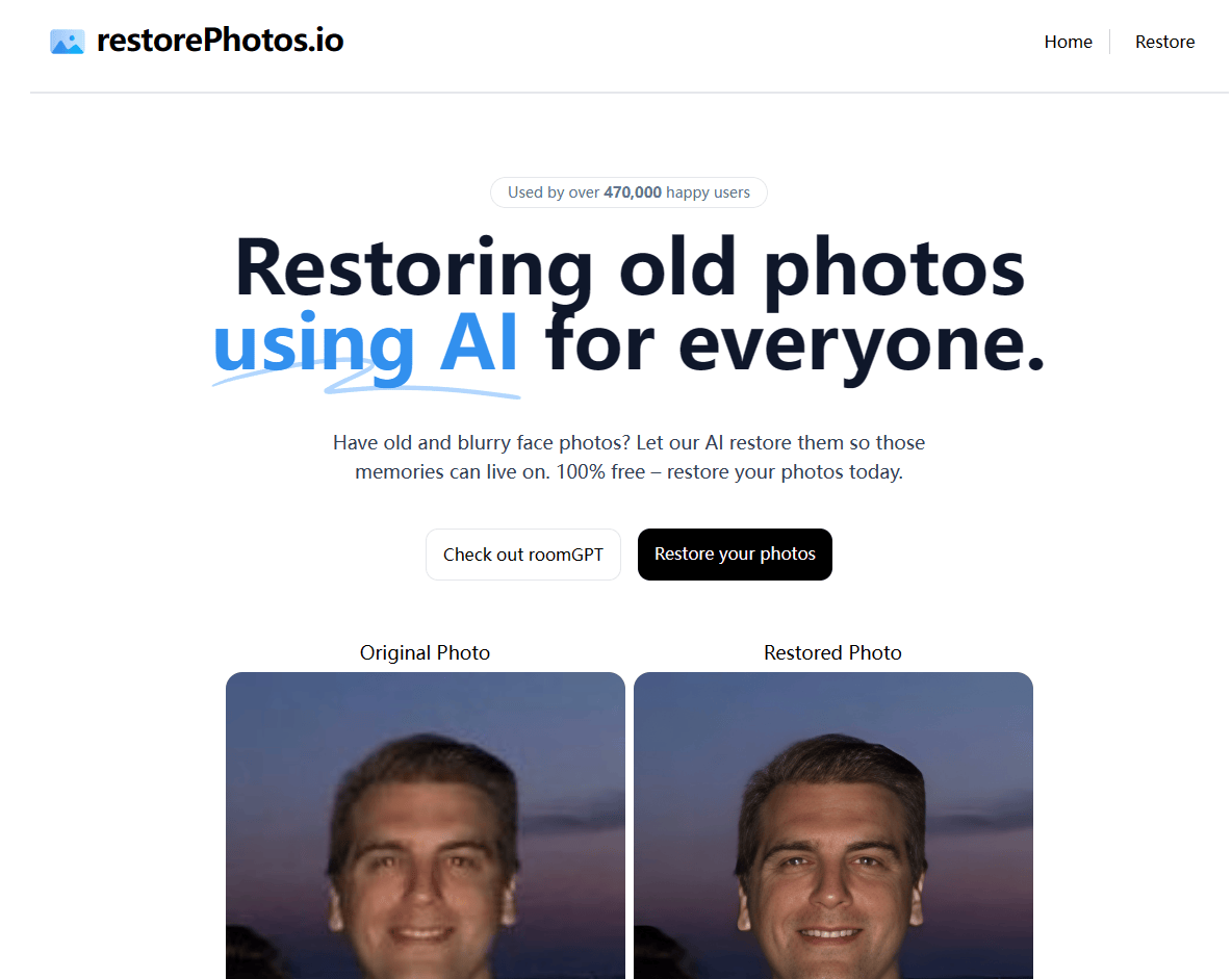 restorePhotos.io-在线AI老照片修复工具